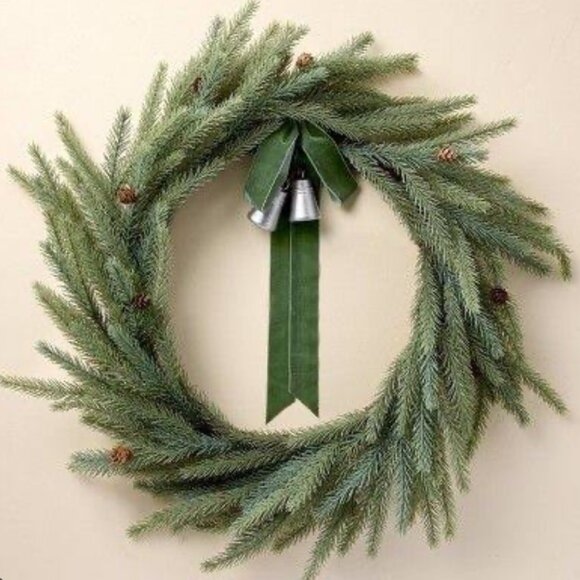 Hearth & Hand with‎ Magnolia Faux Spruce Christmas Wreath with Bells NWT - Picture 1 of 2